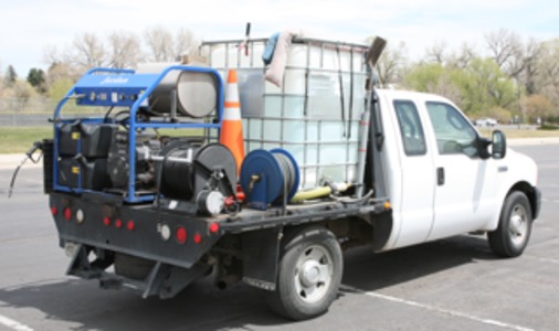 High-pressure washing of a commercial surface